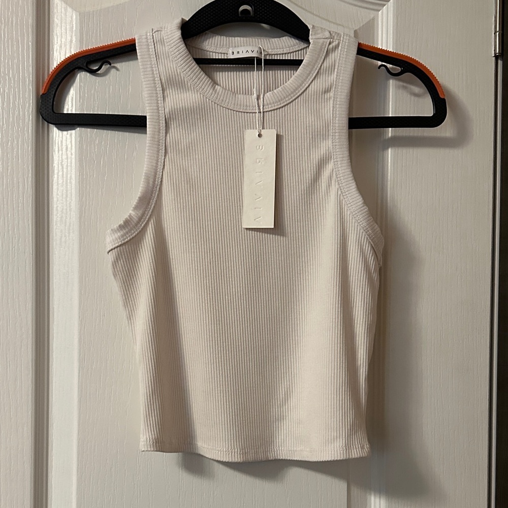 White Ribbed Tank Top